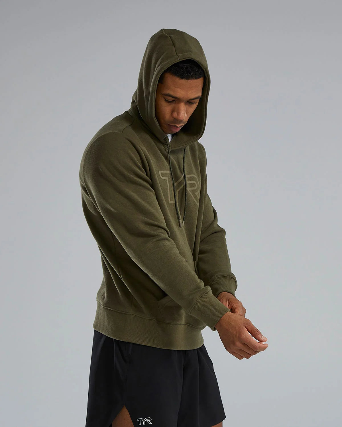 TYR UltraSoft Men's Big Logo Tech Hoodie - Olive Night
