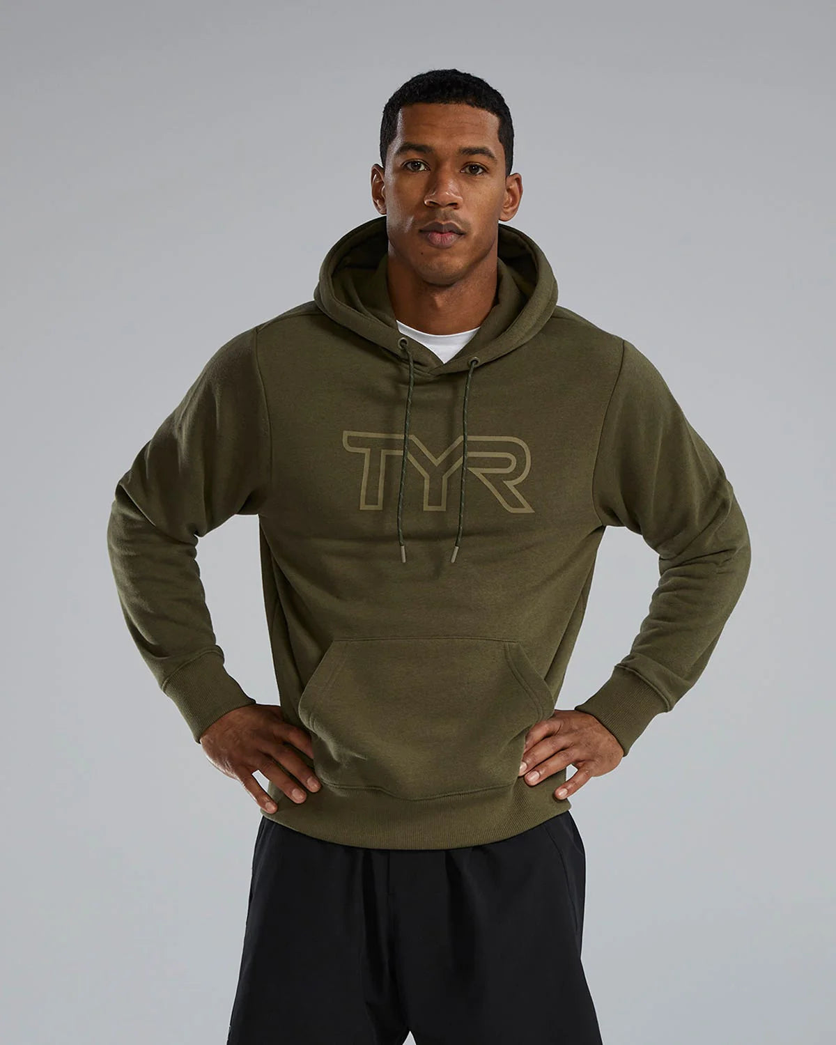 TYR UltraSoft Men's Big Logo Tech Hoodie - Olive Night