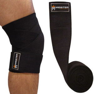 72" Power Knee Wraps w/ Velcro (Pair) - Black