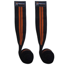 72" Power Knee Wraps w/ Velcro (Pair) - Black / Orange