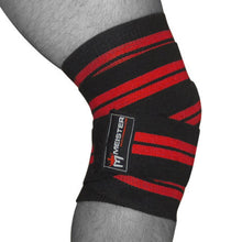 72" Power Knee Wraps w/ Velcro (Pair) - Black / Red