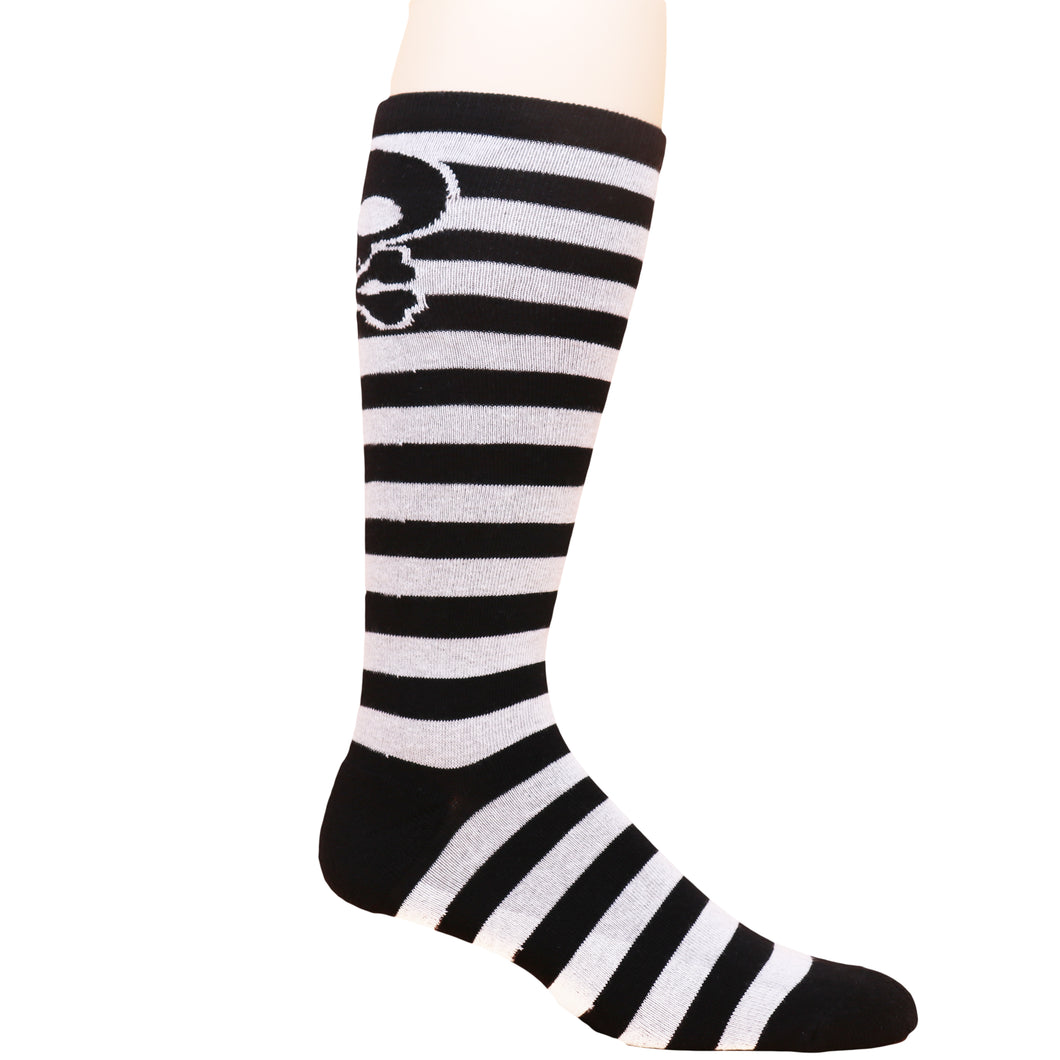 Skull Stripes Knee Black/White - Moxy Deadlift Socks
