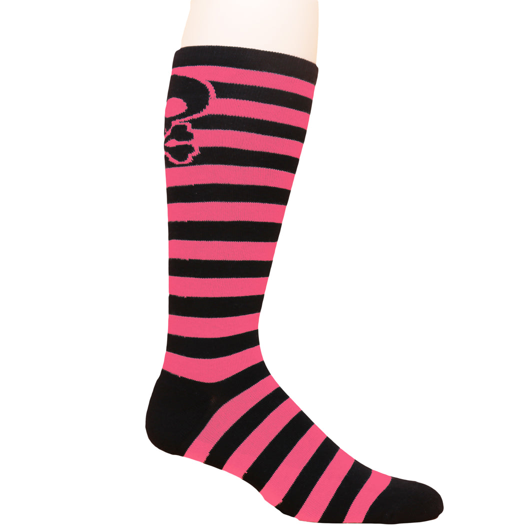 Skull Stripes Knee Black/Pink - Moxy Deadlift Socks