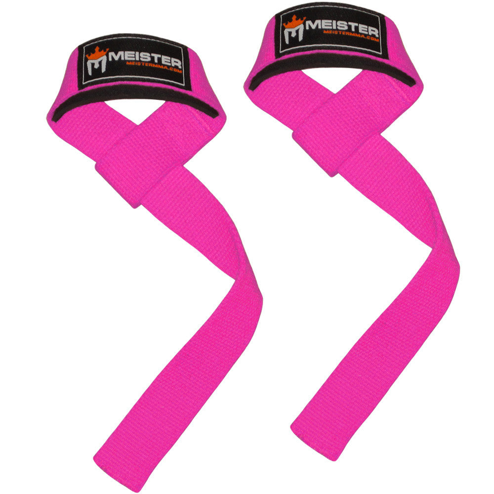 Neoprene-Padded Lifting Straps (Pair) - Pink